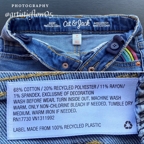 New Cat & Jack Toddler Rainbow Jean Shorts Medium Wash 2T - Picture 4 of 4